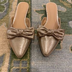 Like new Gold metallic mules/flats from LOFT. Worn once inside only. Size 11,TTS
